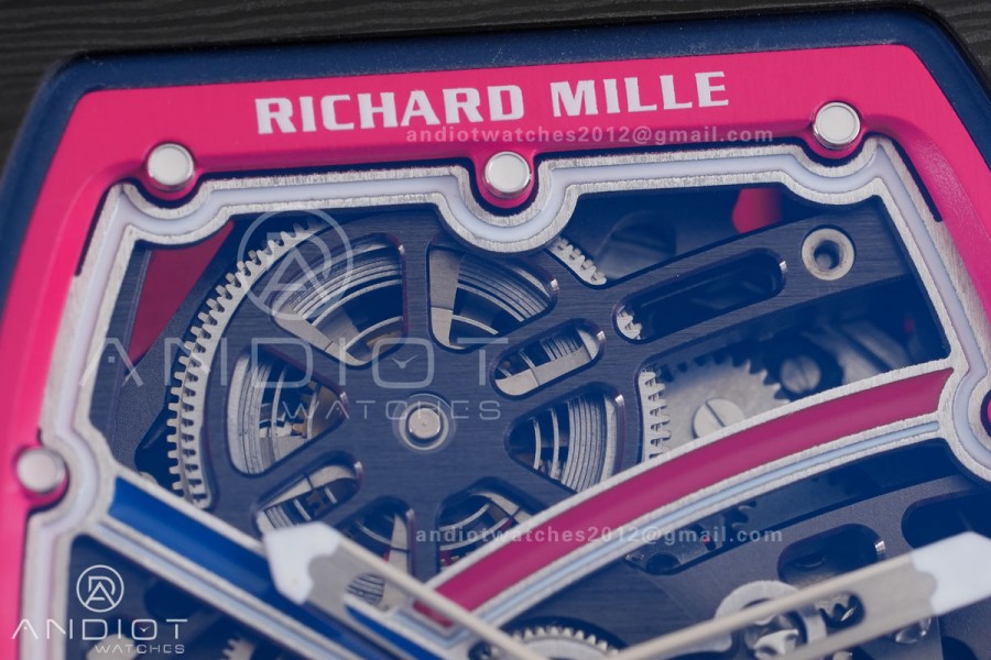 Umi Maker's RM67-02 Black NTPT Blue/Red Skeleton Dial on Nylon strap CRMA7 Clone V2