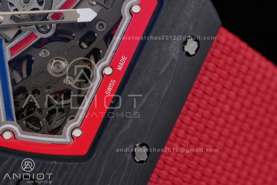 Umi Maker's RM67-02 Black NTPT Blue/Red Skeleton Dial on Nylon strap CRMA7 Clone V2