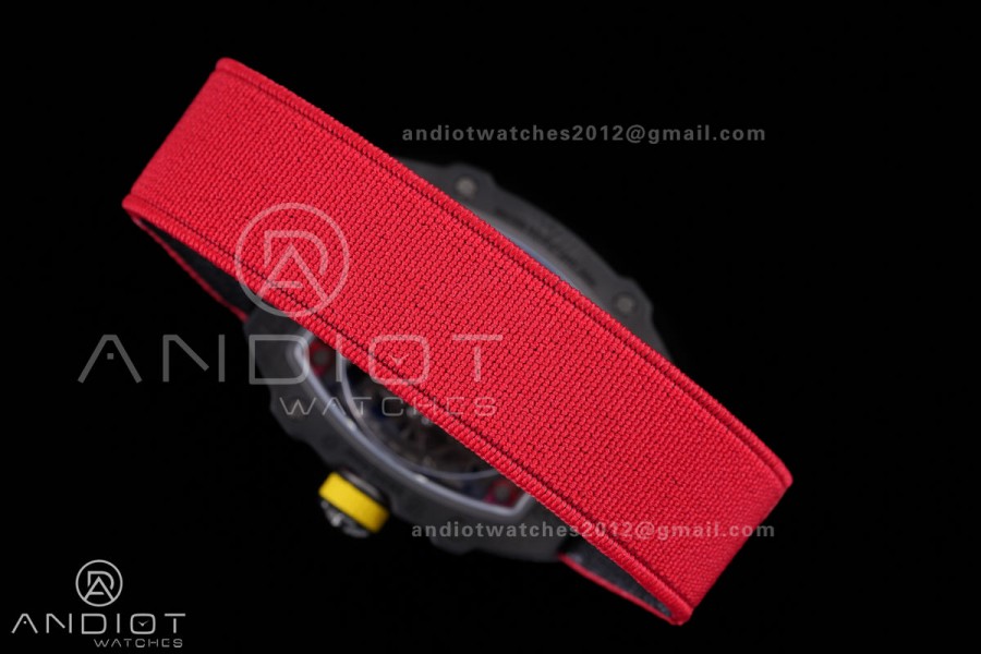 Umi Maker's RM67-02 Black NTPT Alexander Black/Red/Yellow Skeleton Dial on Nylon strap CRMA7 Clone V2