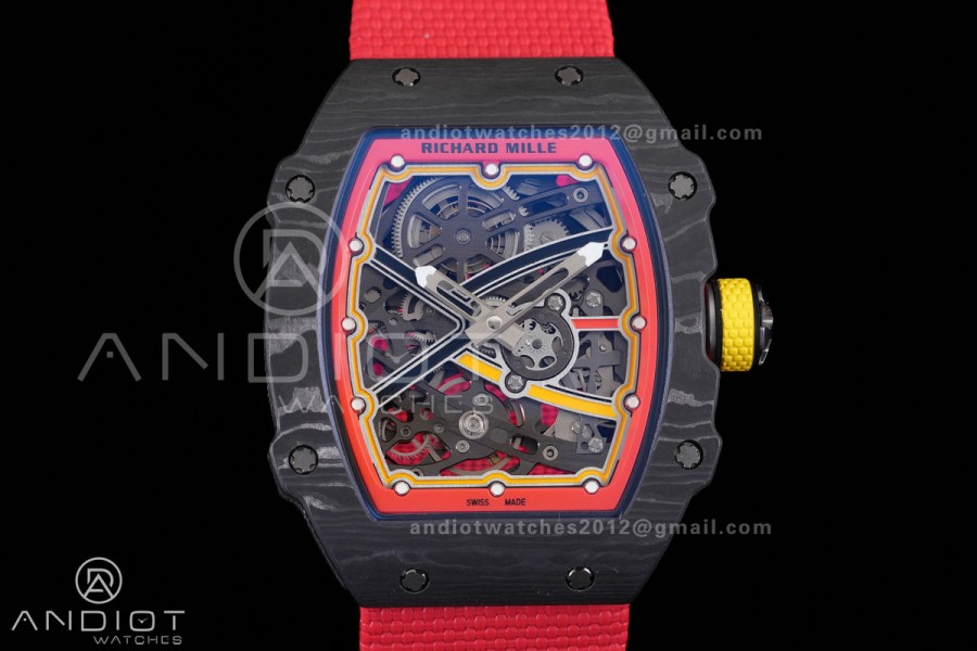 Umi Maker's RM67-02 Black NTPT Alexander Black/Red/Yellow Skeleton Dial on Nylon strap CRMA7 Clone V2