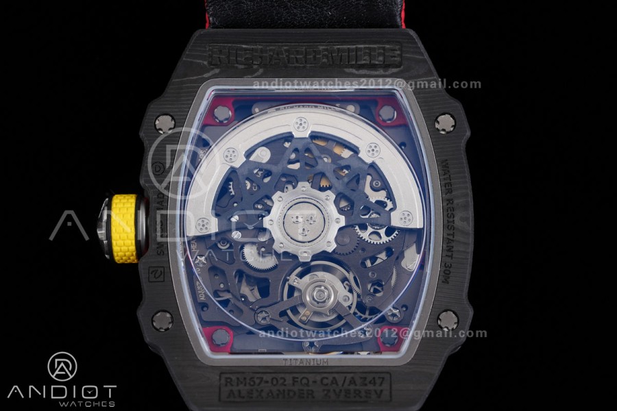 Umi Maker's RM67-02 Black NTPT Alexander Black/Red/Yellow Skeleton Dial on Nylon strap CRMA7 Clone V2