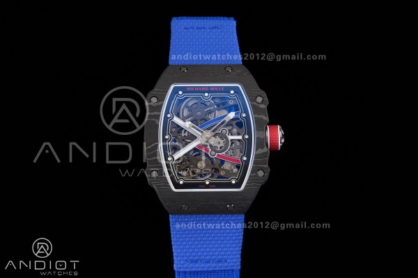 Umi Maker's RM67-02 Black NTPT France Blue/Red/White Skeleton Dial on Nylon strap CRMA7 Clone V2