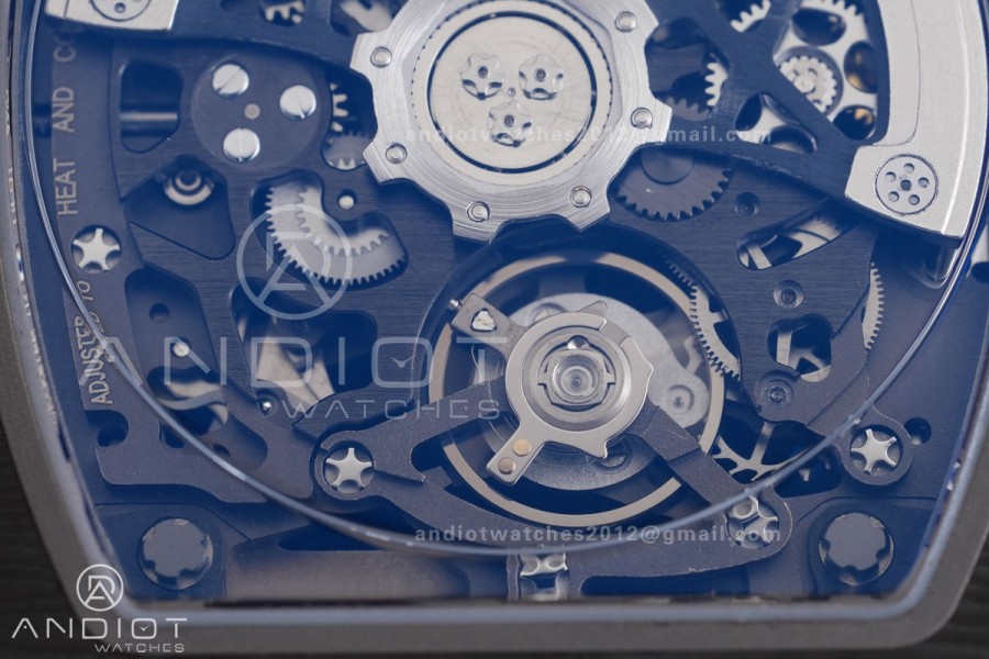 Umi Maker's RM67-02 Black NTPT France Blue/Red/White Skeleton Dial on Nylon strap CRMA7 Clone V2