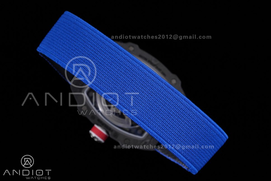 Umi Maker's RM67-02 Black NTPT France Blue/Red/White Skeleton Dial on Nylon strap CRMA7 Clone V2