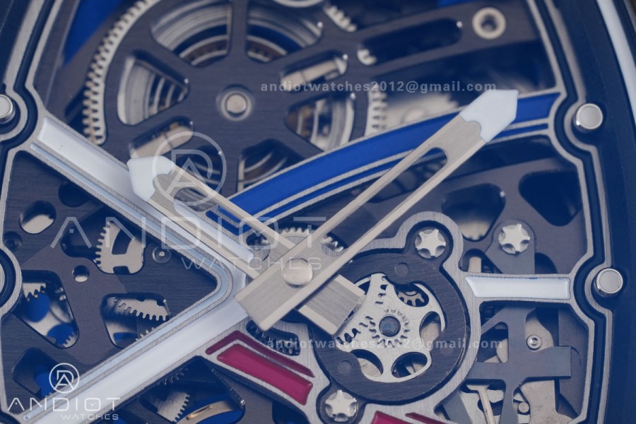 Umi Maker's RM67-02 Black NTPT France Blue/Red/White Skeleton Dial on Nylon strap CRMA7 Clone V2