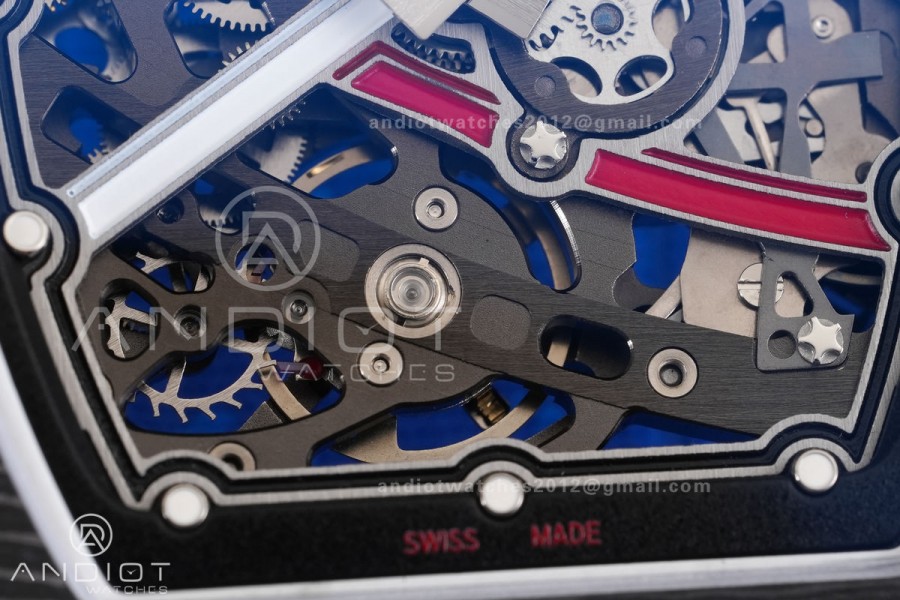 Umi Maker's RM67-02 Black NTPT France Blue/Red/White Skeleton Dial on Nylon strap CRMA7 Clone V2