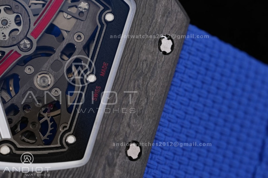 Umi Maker's RM67-02 Black NTPT France Blue/Red/White Skeleton Dial on Nylon strap CRMA7 Clone V2