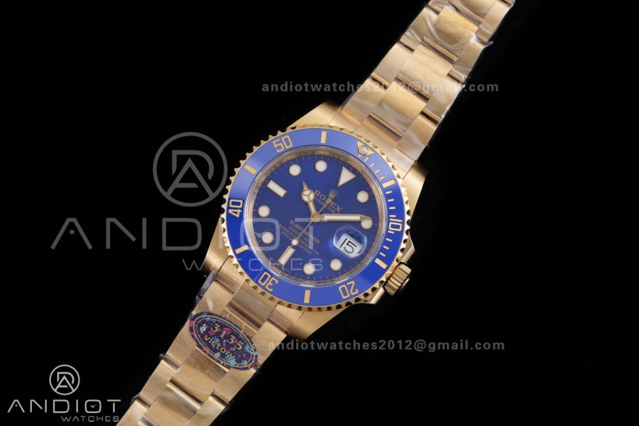 Submariner 116618 LB Blue Ceramic VF 1:1 Best Edition 904L Steel on YG Bracelet DD3135
