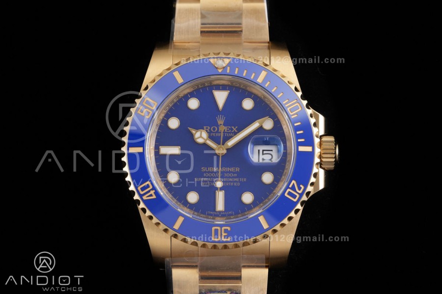 Submariner 116618 LB Blue Ceramic VF 1:1 Best Edition 904L Steel on YG Bracelet DD3135