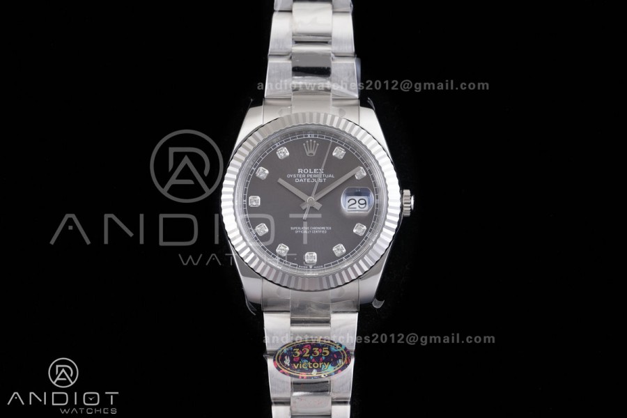 DateJust 41 126334 904L SS VF 1:1 Best Edition Gray Diamonds Dial on Oyster Bracelet DD3235