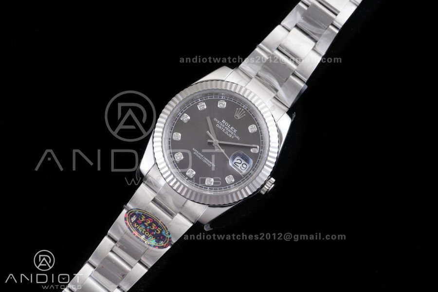 DateJust 41 126334 904L SS VF 1:1 Best Edition Gray Diamonds Dial on Oyster Bracelet DD3235