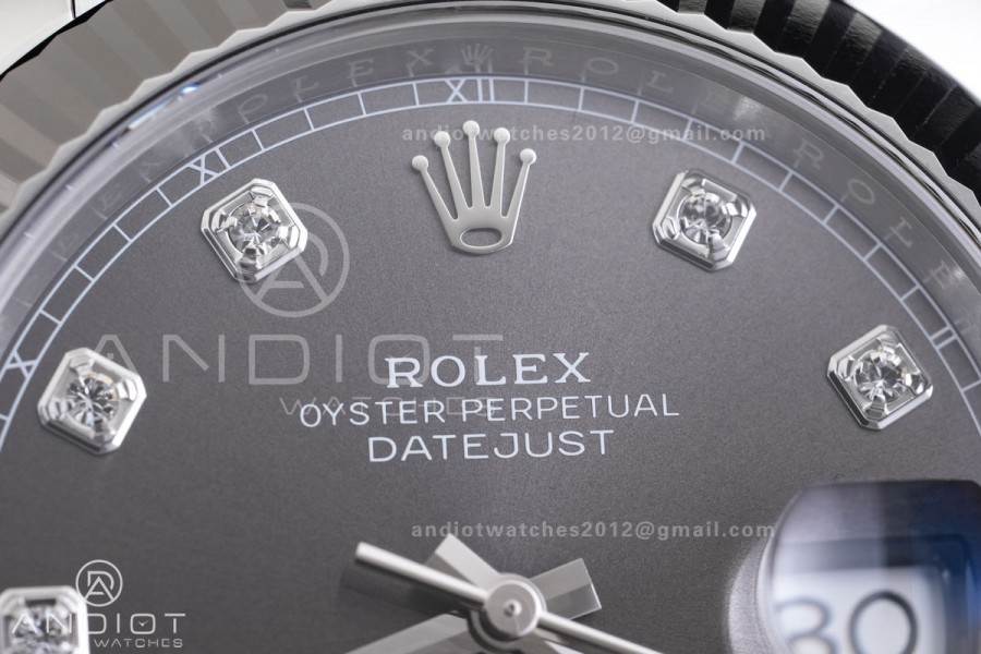 DateJust 41 126334 904L SS VF 1:1 Best Edition Gray Diamonds Dial on Oyster Bracelet DD3235