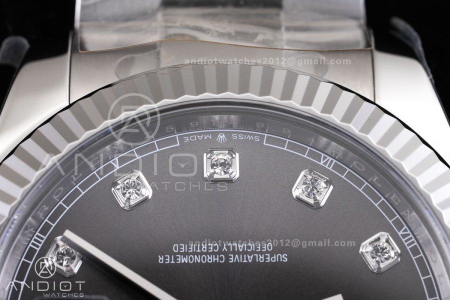 DateJust 41 126334 904L SS VF 1:1 Best Edition Gray Diamonds Dial on Oyster Bracelet DD3235