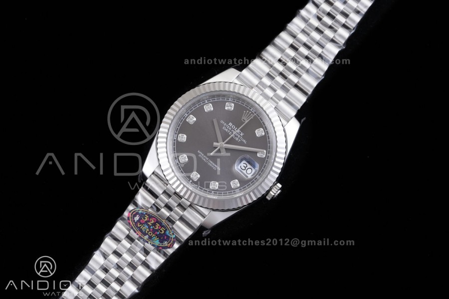 DateJust 41 126334 904L SS VF 1:1 Best Edition Gray Diamonds Dial on Jubilee Bracelet DD3235