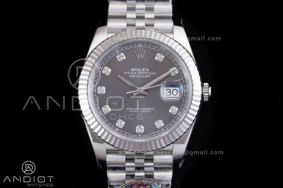 DateJust 41 126334 904L SS VF 1:1 Best Edition Gray Diamonds Dial on Jubilee Bracelet DD3235