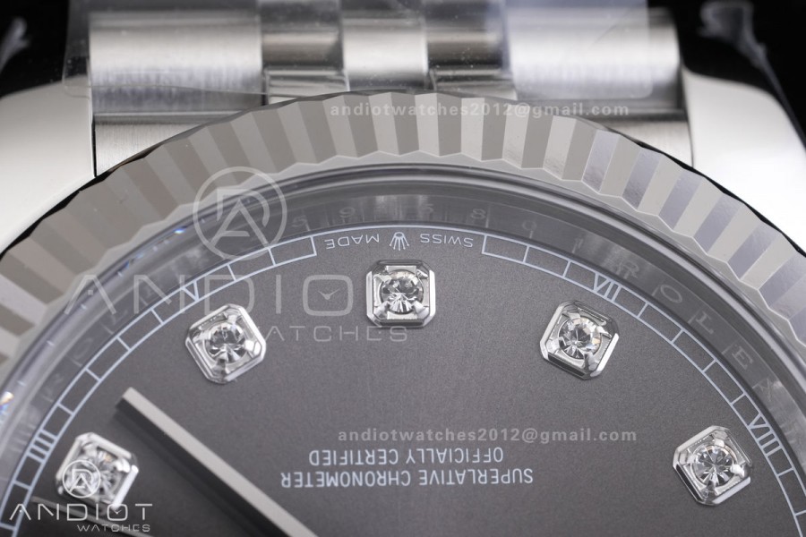 DateJust 41 126334 904L SS VF 1:1 Best Edition Gray Diamonds Dial on Jubilee Bracelet DD3235