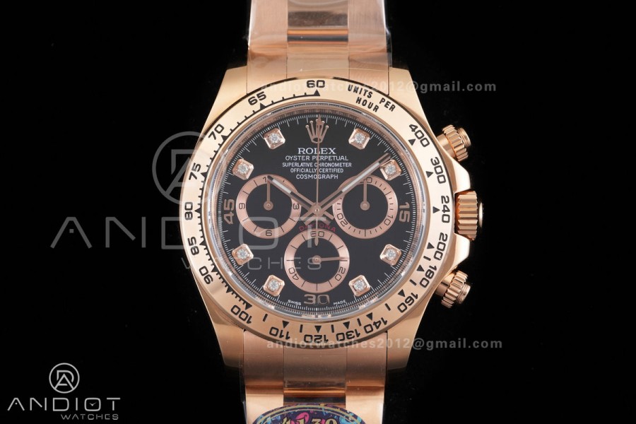 Daytona 116505 VF 1:1 Best Edition 904L Steel Black Diamonds Dial on RG Braclet DD4130