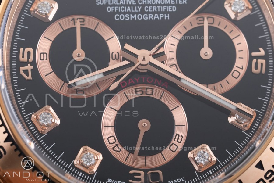 Daytona 116505 VF 1:1 Best Edition 904L Steel Black Diamonds Dial on RG Braclet DD4130