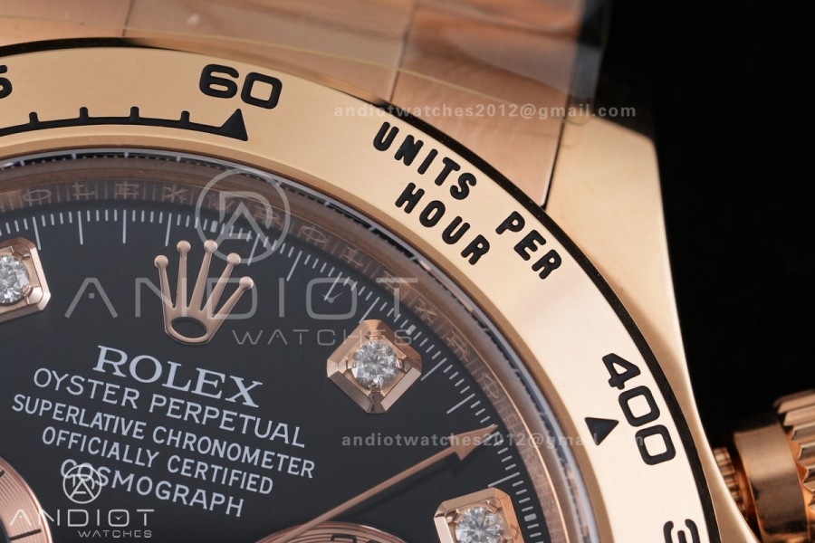 Daytona 116505 VF 1:1 Best Edition 904L Steel Black Diamonds Dial on RG Braclet DD4130