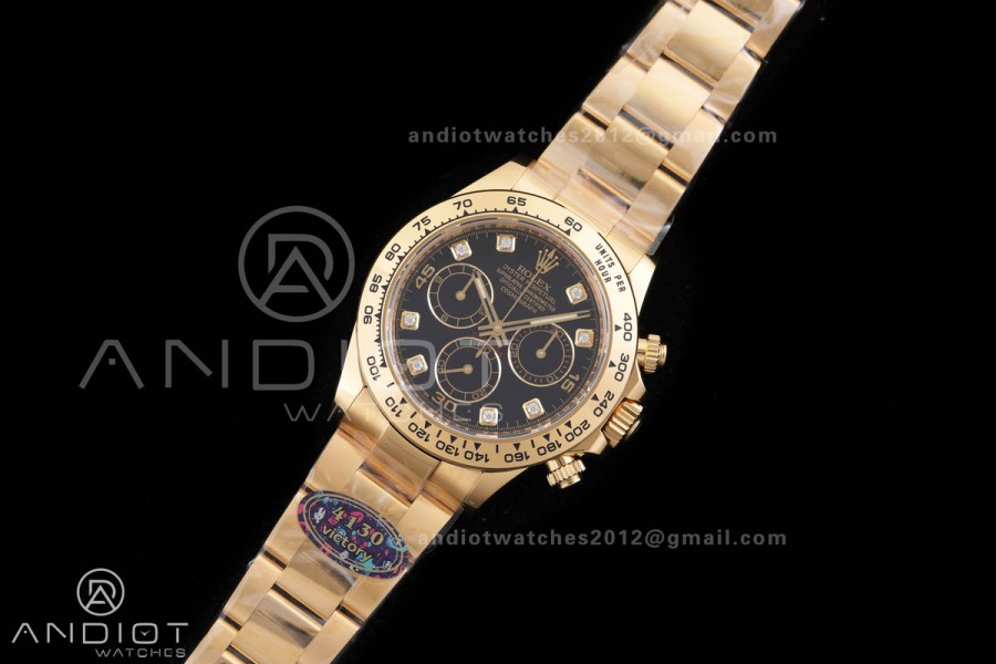 Daytona 116508 VF 1:1 Best Edition 904L Steel Black Diamonds Dial on YG Braclet DD4130