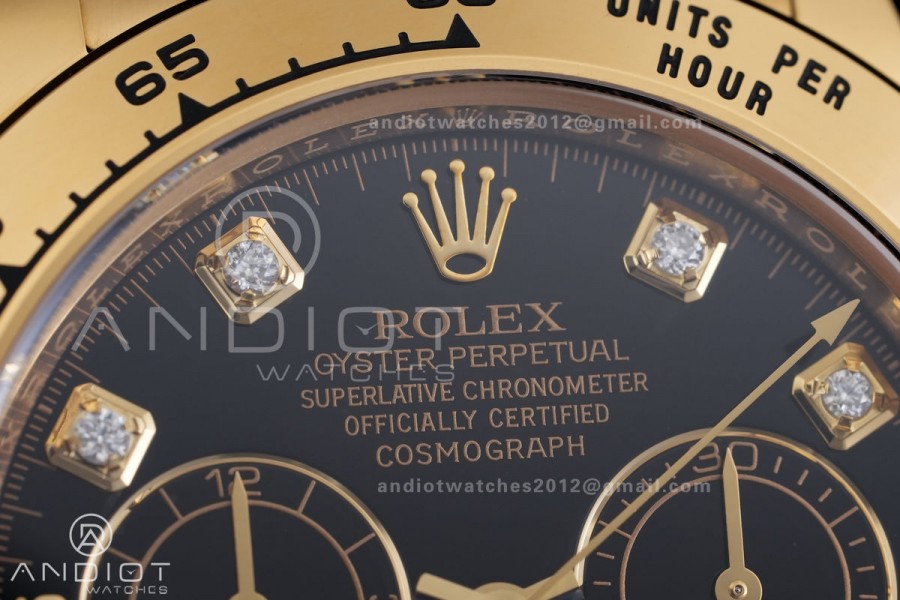 Daytona 116508 VF 1:1 Best Edition 904L Steel Black Diamonds Dial on YG Braclet DD4130