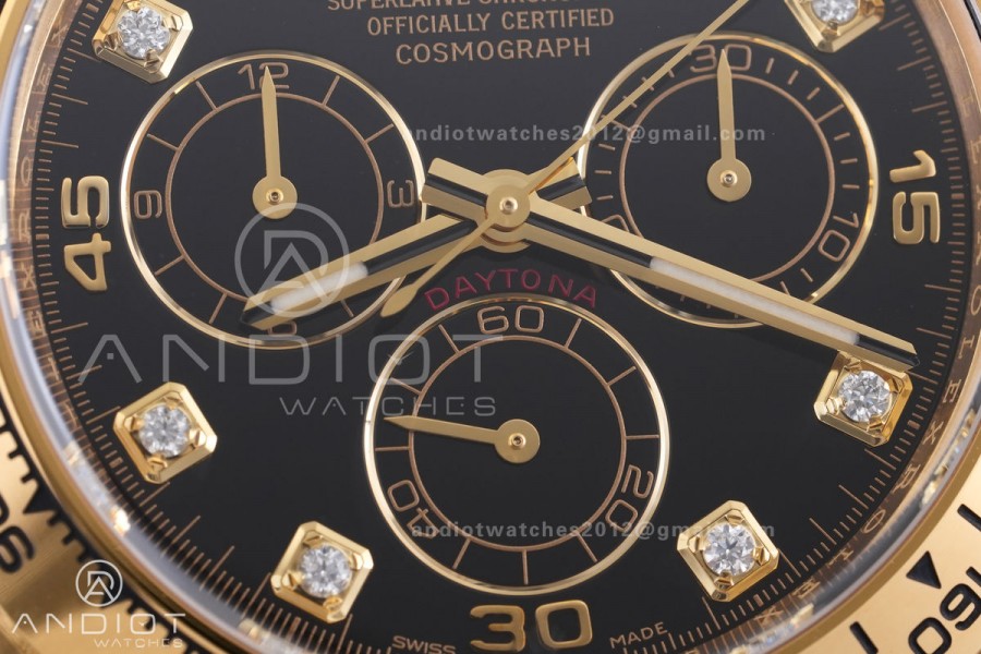 Daytona 116508 VF 1:1 Best Edition 904L Steel Black Diamonds Dial on YG Braclet DD4130