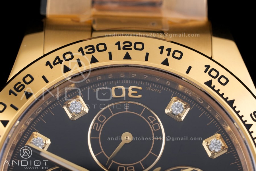 Daytona 116508 VF 1:1 Best Edition 904L Steel Black Diamonds Dial on YG Braclet DD4130