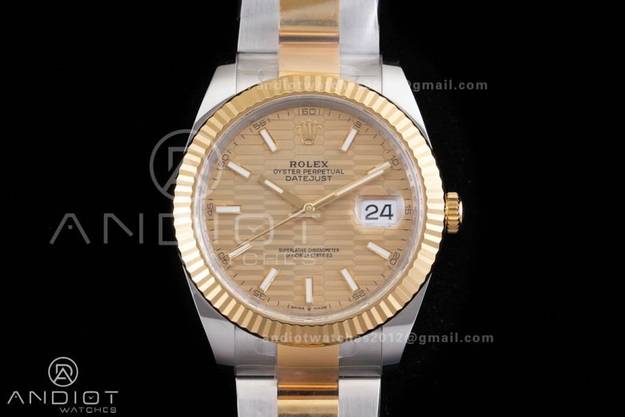 DateJust 41 126333 SS/YG VF 1:1 Best Edition 904L Steel YG Textured Dial on SS/YG Oyster Bracelet DD3235