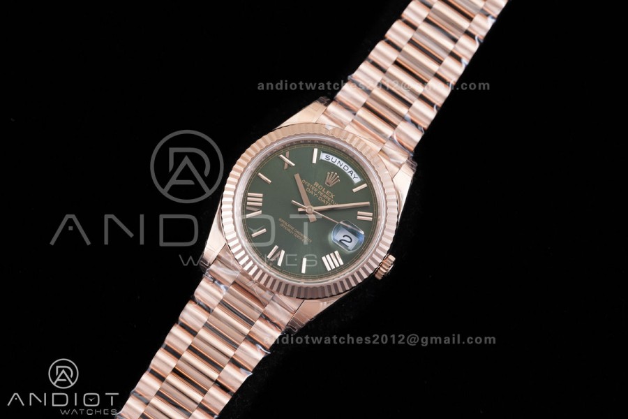 Day Date 228235 40mm Gain Weight V2 VSF 1:1 Best Edition Green Dial Roman Marker On RG President Bracelet DD3255