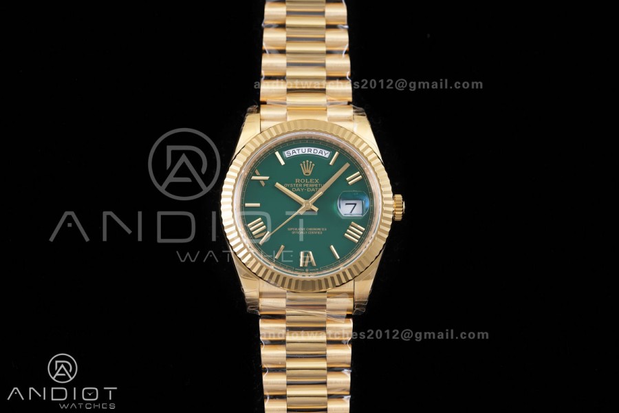 Day Date 228238 40mm Gain Weight V2 VSF 1:1 Best Edition Green Dial Roman Marker On YG President Bracelet DD3255