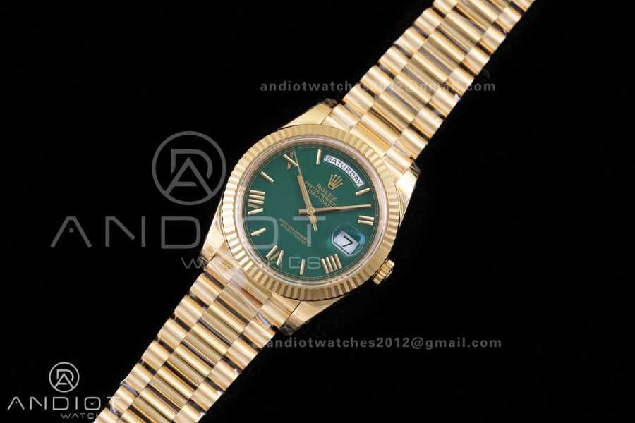 Day Date 228238 40mm Gain Weight V2 VSF 1:1 Best Edition Green Dial Roman Marker On YG President Bracelet DD3255