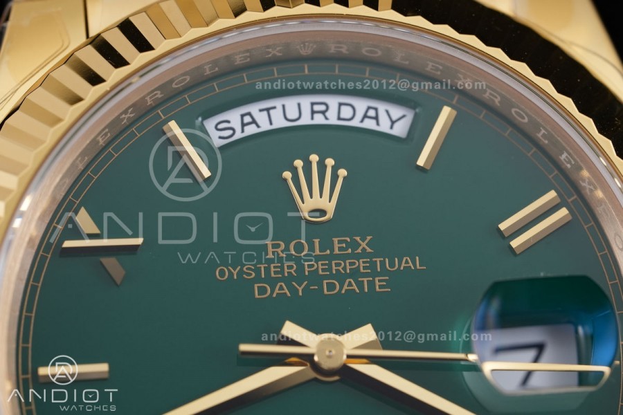 Day Date 228238 40mm Gain Weight V2 VSF 1:1 Best Edition Green Dial Roman Marker On YG President Bracelet DD3255