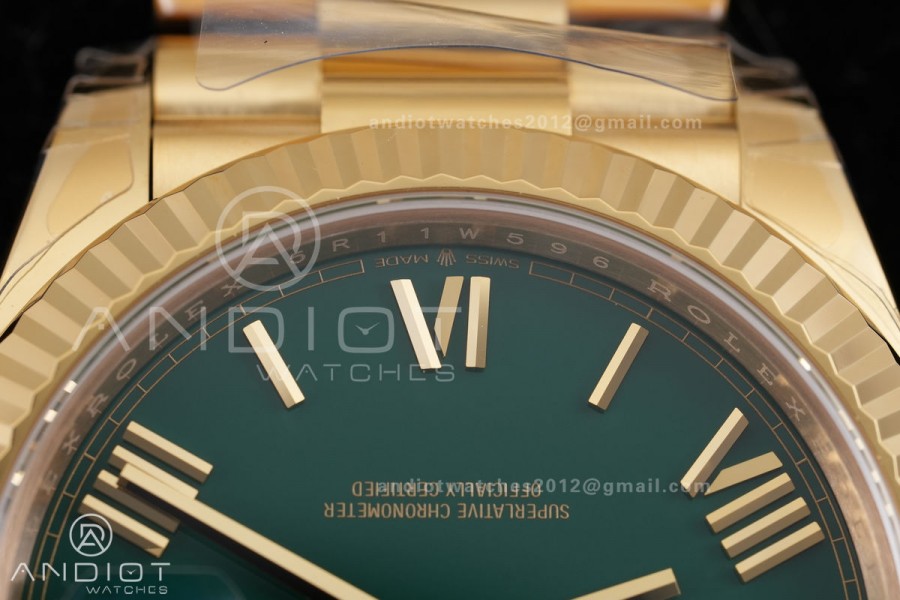 Day Date 228238 40mm Gain Weight V2 VSF 1:1 Best Edition Green Dial Roman Marker On YG President Bracelet DD3255