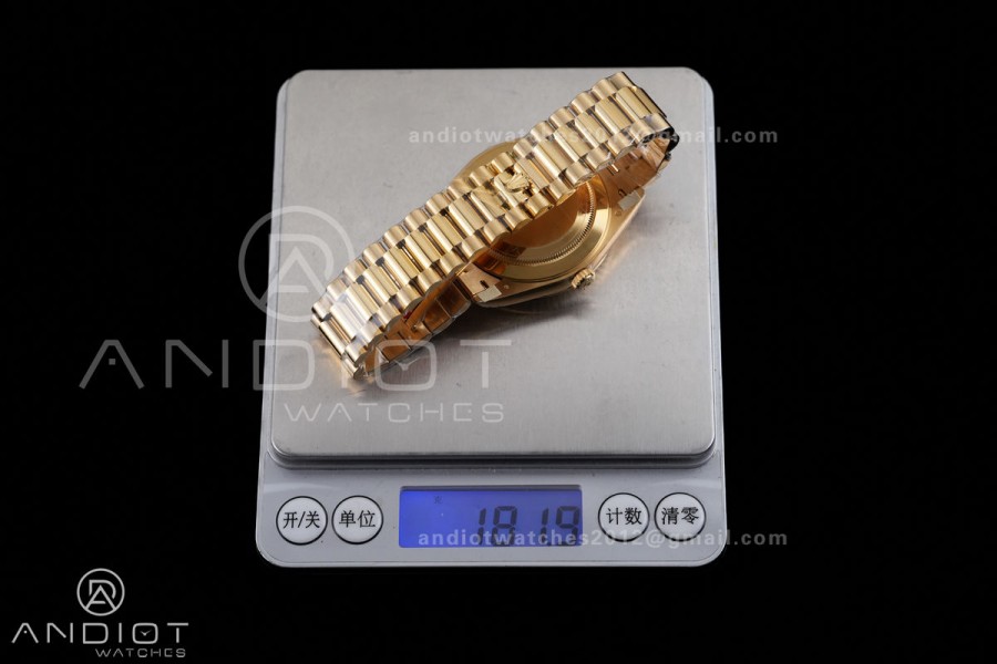 Day Date 228238 40mm Gain Weight V2 VSF 1:1 Best Edition Black Dial T Diamond Marker On YG President Bracelet DD3255