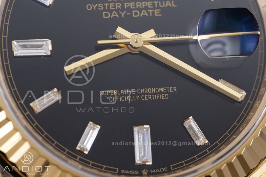 Day Date 228238 40mm Gain Weight V2 VSF 1:1 Best Edition Black Dial T Diamond Marker On YG President Bracelet DD3255