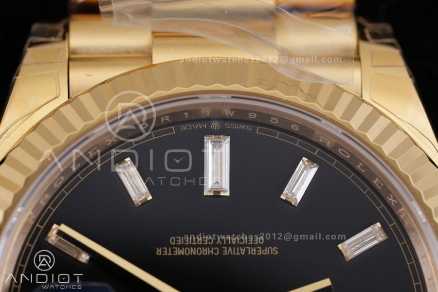 Day Date 228238 40mm Gain Weight V2 VSF 1:1 Best Edition Black Dial T Diamond Marker On YG President Bracelet DD3255