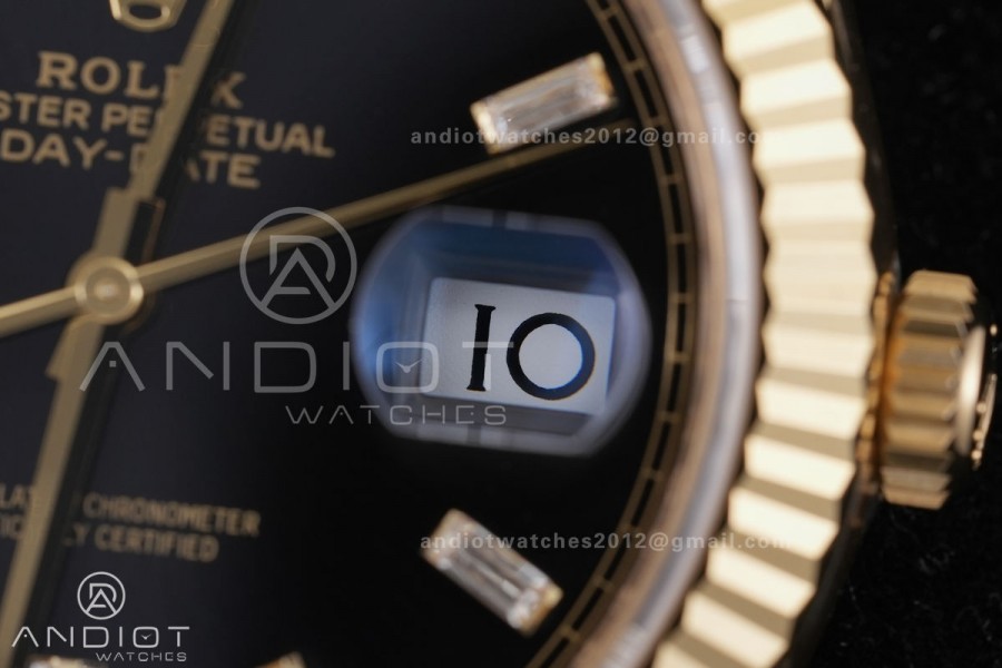 Day Date 228238 40mm Gain Weight V2 VSF 1:1 Best Edition Black Dial T Diamond Marker On YG President Bracelet DD3255