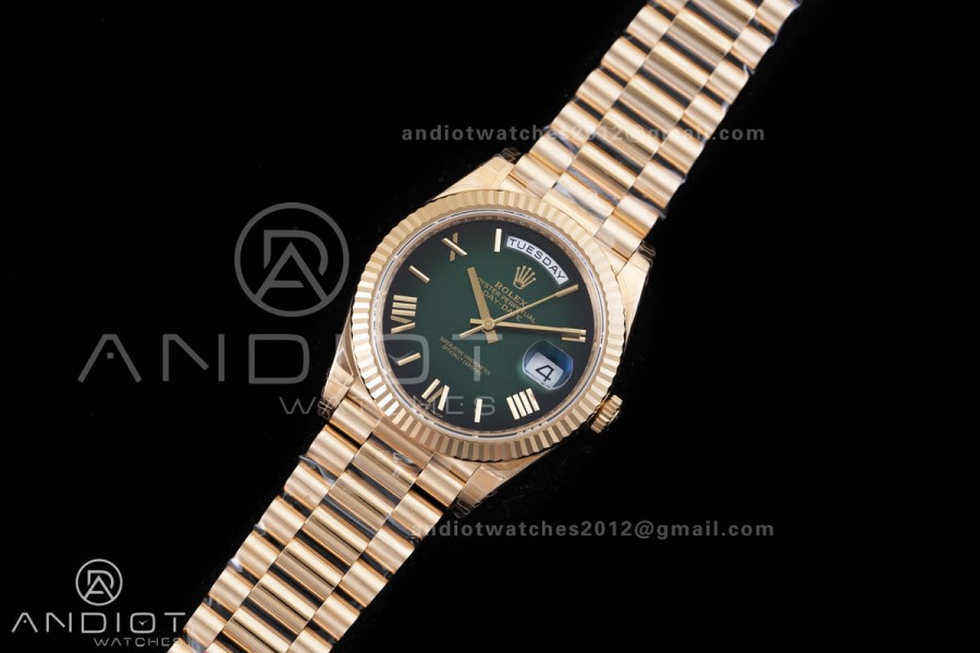 Day Date 228238 40mm 904L YG VSF 1:1 Best Edition Green Ombre Roman Dial On YG President Bracelet DD3255