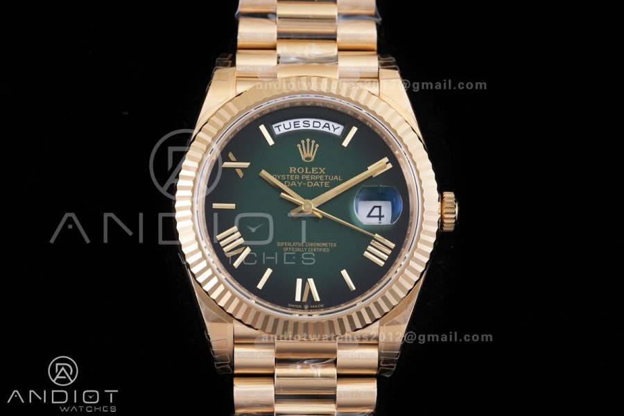 Day Date 228238 40mm 904L YG VSF 1:1 Best Edition Green Ombre Roman Dial On YG President Bracelet DD3255