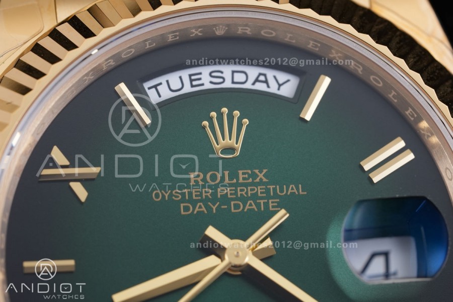 Day Date 228238 40mm 904L YG VSF 1:1 Best Edition Green Ombre Roman Dial On YG President Bracelet DD3255