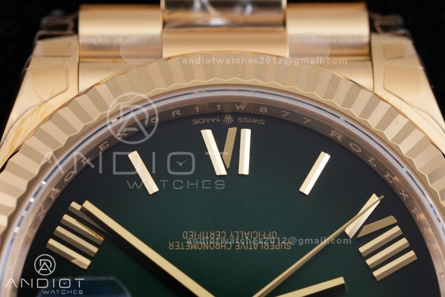 Day Date 228238 40mm 904L YG VSF 1:1 Best Edition Green Ombre Roman Dial On YG President Bracelet DD3255