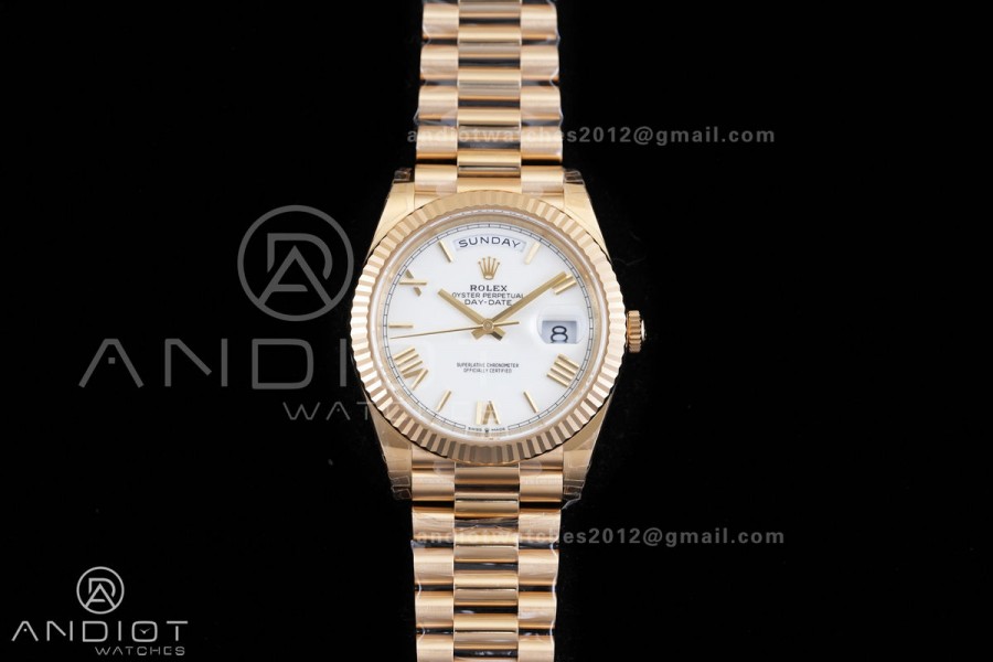 DayDate 40 228238 VSF 1:1 Best Edition White Roman Dial on President Bracelet VS3255