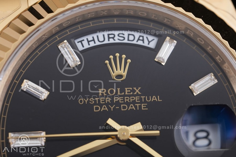 DayDate 228238 40mm VSF 1:1 Best Edition Black Dial T Diamond Marker On YG President Bracelet DD3255