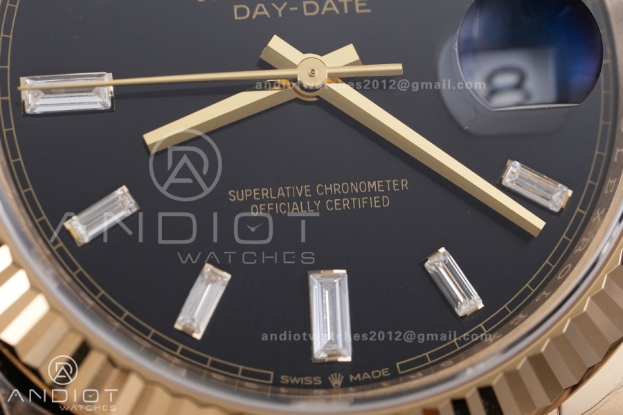 DayDate 228238 40mm VSF 1:1 Best Edition Black Dial T Diamond Marker On YG President Bracelet DD3255