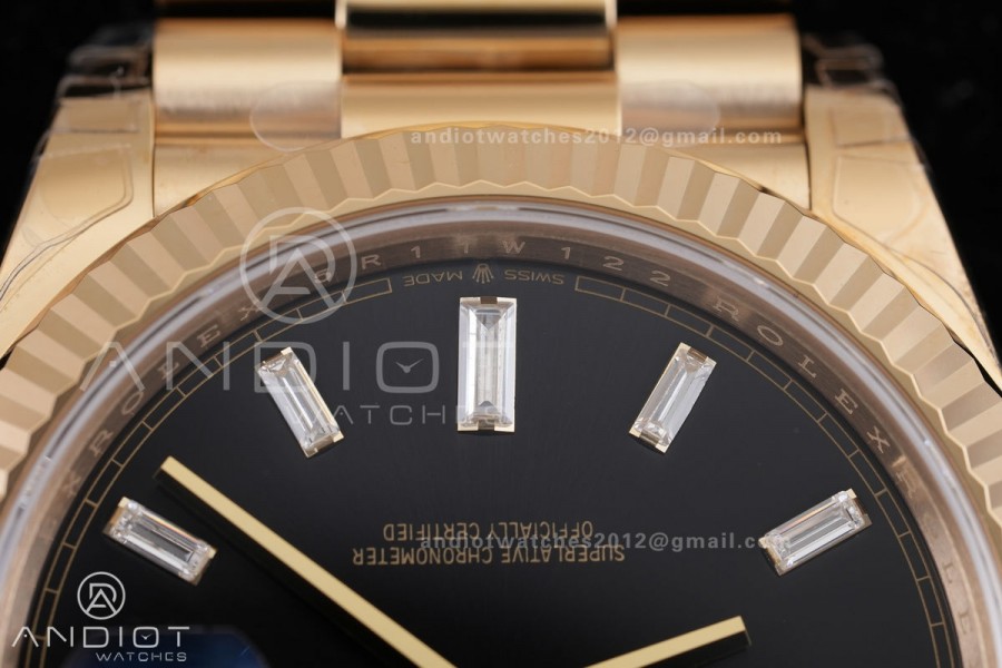 DayDate 228238 40mm VSF 1:1 Best Edition Black Dial T Diamond Marker On YG President Bracelet DD3255