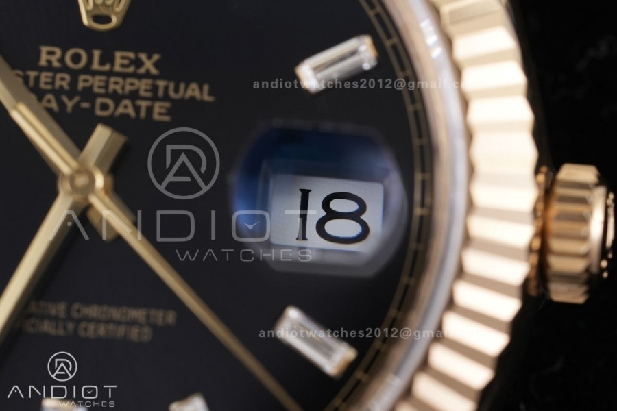 DayDate 228238 40mm VSF 1:1 Best Edition Black Dial T Diamond Marker On YG President Bracelet DD3255