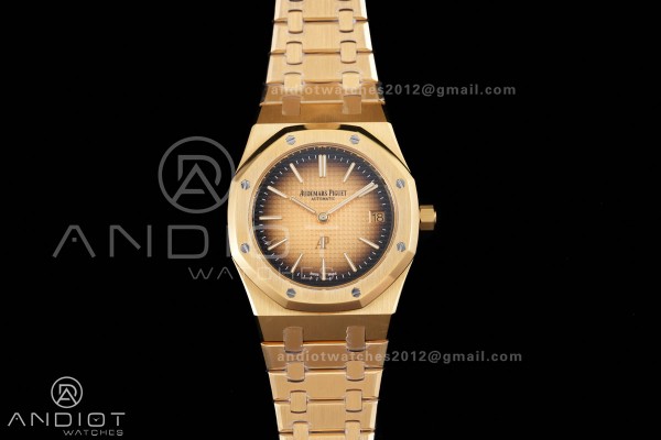 Royal Oak 39mm 16202 50th YG ZF 1:1 Best Edition YG Smoked Dial On YG Bracelet A7121