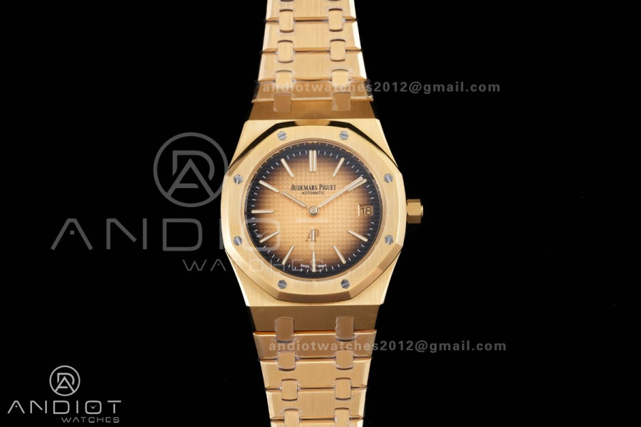 Royal Oak 39mm 16202 50th YG ZF 1:1 Best Edition YG Smoked Dial On YG Bracelet A7121