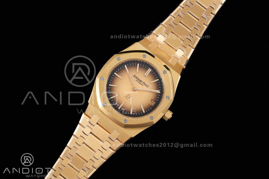 Royal Oak 39mm 16202 50th YG ZF 1:1 Best Edition YG Smoked Dial On YG Bracelet A7121