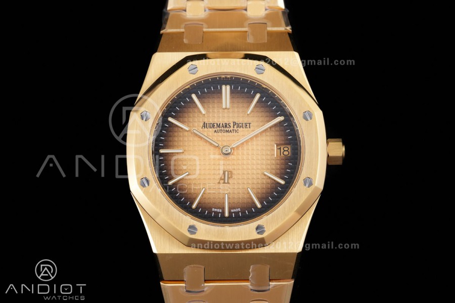 Royal Oak 39mm 16202 50th YG ZF 1:1 Best Edition YG Smoked Dial On YG Bracelet A7121